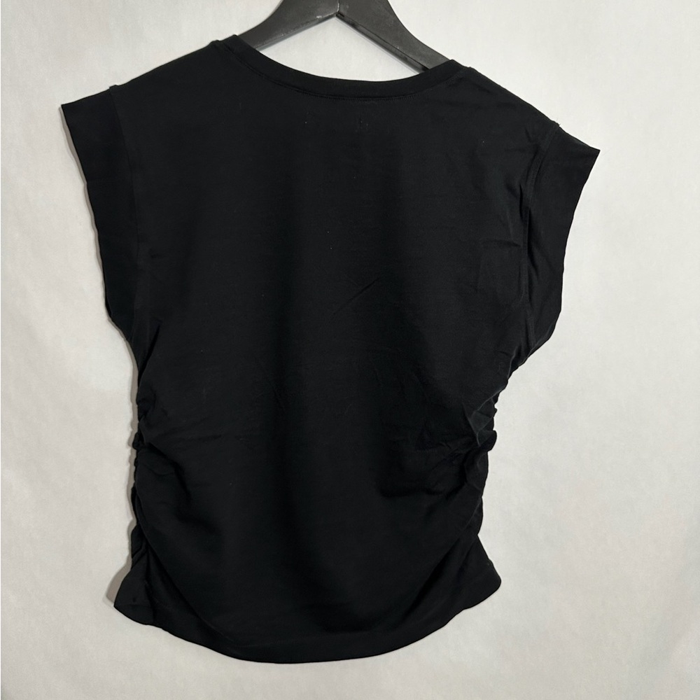 Madewell Black Ruched Side Short Sleeve Cotton Lyocell Tee Size Small Minimalist - Picture 4 of 7